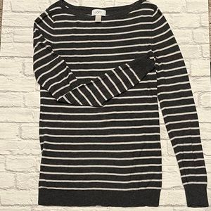 LOFT Light Weight, Grey Striped Sweater, Size Small